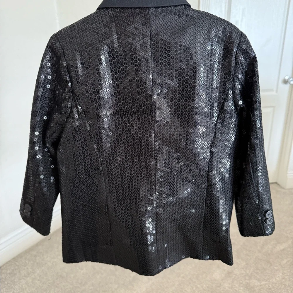 Black Sequin Boys' Blazer - Stylish Party Jacket - Picture 2 of 6